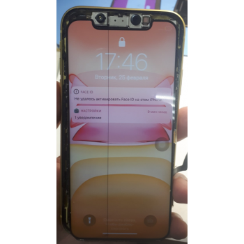 Дисплей (экран) для iPhone 11 + тачскрин, цвет черный (оригинал, снят с телефона, имеет дефект, черная полоса )
