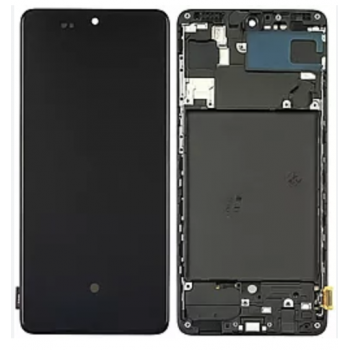Дисплей (екран) для Samsung A715 Galaxy A71, чорний, OLED, з широкою рамкою