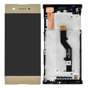 Дисплей (экран) для Sony G3412 Xperia XA1 Plus Dual/G3416 + тачскрин, золотистый, оригинал (Китай) с передней панелью