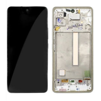 Дисплей (экран) для Samsung A536B Galaxy A53 5G + тачскрин, черный, OLED, хорошего качества, с узкой рамкой, с передней панелью серебристого цвета, Wh