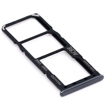 Держатель (лоток) Sim-карты и карты памяти для Samsung A325F Galaxy A32 Dual, черный, Awesome Black, на две Sim-карты 