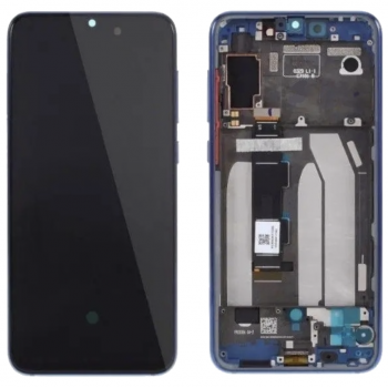 Дисплей (экран) для Xiaomi Mi 9 SE + тачскрин, черный, Amoled, оригинал (Китай) с передней панелью синего цвета 