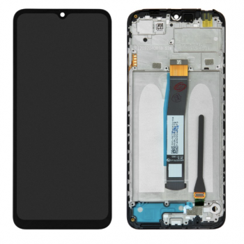 Дисплей (екран) для Xiaomi Redmi 10C/Poco C40, чорний, оригінал PRC з передньою панеллю