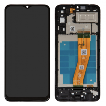 Дисплей (екран) для Samsung A042 Galaxy A04e, чорний, оригінал PRC з передньою панеллю