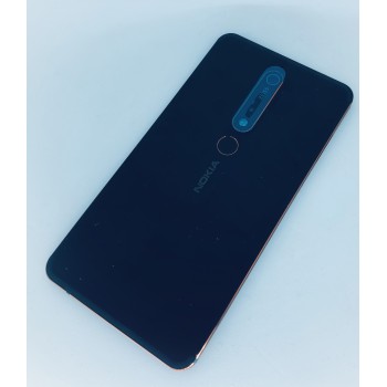 Задняя крышка для Nokia 6.1 Dual Sim TA-1043/TA-1050, черная, с шлейфом сканера отпечатка пальца