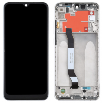 Дисплей (экран) для Xiaomi Redmi Note 8T + тачскрин, черный , On-Cell, с передней панелью серебристого цвета, Moonlight White 