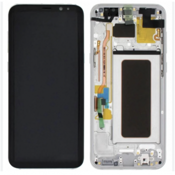 Дисплей (екран) для Samsung G950 Galaxy S8 чорний, OLED (Small LCD), з рамкою сріблястого кольору, Arctic Silver