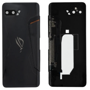 Задняя крышка для Asus ROG Phone 2 ZS660KL, черная, Glossy Black, оригинал (Китай) + стекло камеры 