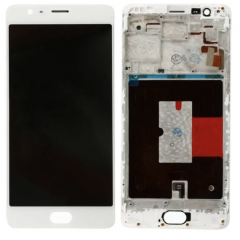 Дисплей (экран) для OnePlus 3 (A3003)/3T A3010 + тачскрин, белый, с передней панелью, оригинал 