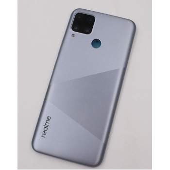 Задняя крышка Realme C11, серая, Pepper Grey, оригинал (Китай) + стекло камеры 