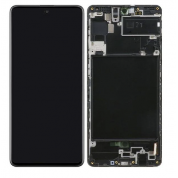 Дисплей (экран) для Samsung A715F Galaxy A71 + тачскрин, черный, с передней панелью, OLED, копия хорошего
