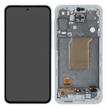 Дисплей (екран) для Samsung A556 Galaxy A55 чорний, OLED,  з рамкою синього кольору, Navy
