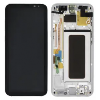 Дисплей (екран) для Samsung G950 Galaxy S8 чорний, OLED (Small LCD), з рамкою сріблястого кольору, Arctic Silver