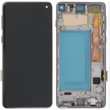 Дисплей (екран) для Samsung G973 Galaxy S10 чорний, TFT, з рамкою блакитного кольору, Prism Blue