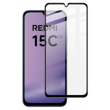 Захисне скло Xiaomi Redmi 15C 4G European з чорною рамкою, Full Glue