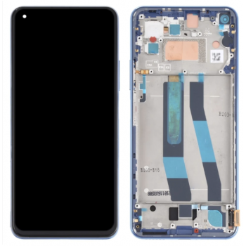 Дисплей (экран) для Xiaomi Mi 11 Lite 4G/11 Lite 5G NE + тачскрин, черный, версия Tianma, Amoled, оригинал (Китай) с передней панелью голубого цвета, 