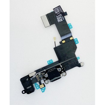 Шлейф для iPhone 5S, с разъемом зарядки, с коннектором наушников, с микрофоном, черный