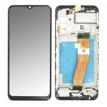 Дисплей (экран) для Samsung A037F Galaxy A03s + touchscreen, черный, 160.3 x 72 mm, с желтым шлейфом, с передней панелью 