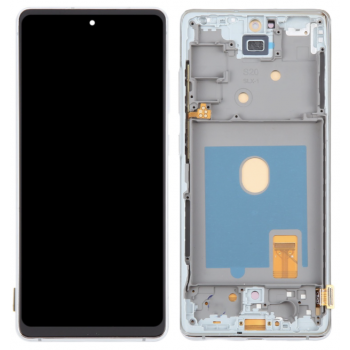 Дисплей (екран) для Samsung G780 Galaxy S20 FE /G781 чорний, OLED, з рамкою сріблястого кольору, Cloud White