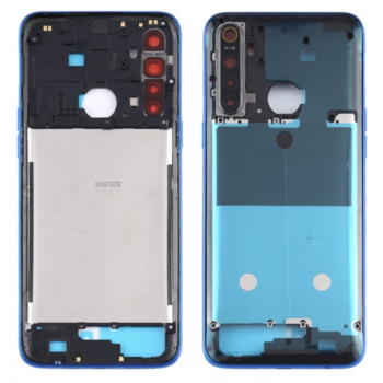 Рамка корпусу для Realme 5, синя, Crystal Blue + скло камери