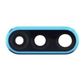 Стекло камеры Huawei P30, с рамкой синего цвета, Aurora Blue
