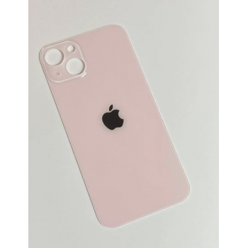 Задняя крышка для iPhone 13, розовая, с большими отверстиями под окошки камер, оригинал (Китай) 