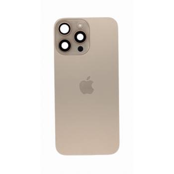 Задня кришка iPhone 16 Pro Max золотиста, Desert Titanium, з рамкою, в комплекті скло камери, магнітне кільце, оригінал PRC