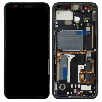 Дисплей (экран) для Google Pixel 4 XL + touchscreen, черный, P-OLED, оригинал (Китай) с передней панелью, Just Black (белая кнопка) 