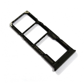 Держатель (лоток) Sim-карты и карты памяти для Samsung A022F Galaxy A02, черный, на две Sim-карты 