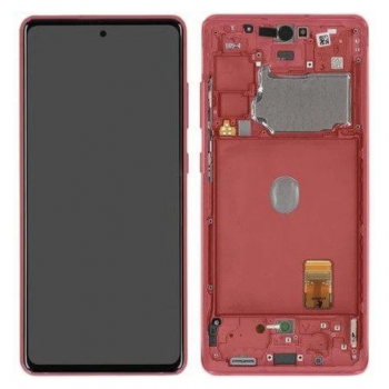 Дисплей (экран) для Samsung G780F Galaxy S20 FE/G781B + тачскрин, черный, Amoled, оригинал, с передней панелью красного цвета, Cloud Red
