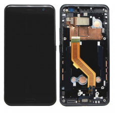 Дисплей (экран) для HTC U11 + тачскрин, черный, с передней панелью, Brilliant Black, оригинал (Китай) со шлейфом сканера отпечатка пальца  