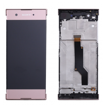 Дисплей (экран) для Sony G3112 Xperia XA1 Dual/G3116/G3121/G3123/G3125 + тачскрин, розовый, оригинал (Китай) с передней панелью