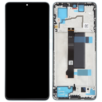 Дисплей (екран) для Xiaomi Redmi Note 13 Pro 5G чорний, Amoled, оригінал PRC, з рамкою синього кольору, Ocean Teal
