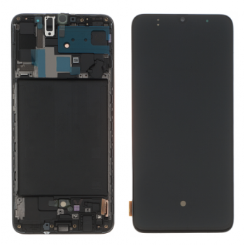 Дисплей (екран) для Samsung A705 Galaxy A70, чорний, TFT (In-Cell) без функції відбитка пальця, з передньою панеллю