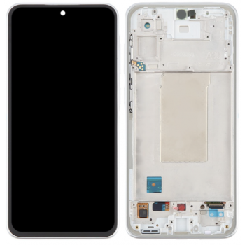 Дисплей Samsung A366 Galaxy A36 чорний, Amoled, оригінал, з рамкою білого кольору, White