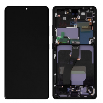 Дисплей (екран) для Samsung G998 Galaxy S21 Ultra, чорний, OLED, з передньою панеллю, Phantom Black