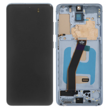Дисплей (екран) для Samsung G980 Galaxy S20 /G981 чорний, TFT, з рамкою блакитного кольору, Cloud Blue