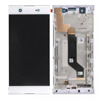 Дисплей (экран) для Sony G3212 Xperia XA1 Ultra Dual/G3221/G3223/G3226 + тачскрин, белый, оригинал (Китай) с передней панелью