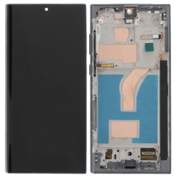 Дисплей (екран) для Samsung S908 Galaxy S22 Ultra 5G чорний, TFT без функції відбитка пальця, з рамкою, Phantom Black