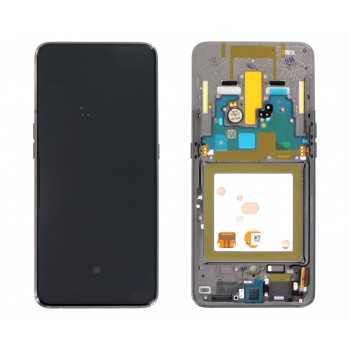 Дисплей (экран) для Samsung A805F Galaxy A80 + тачскрин, черный, с передней панелью серебристого цвета, оригинал