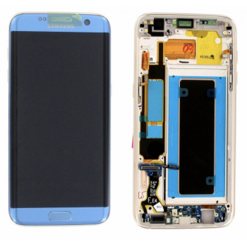 Дисплей (экран) для Samsung G935F Galaxy S7 Edge + тачскрин, синий, Coral Blue, с передней панелью OLED, копия хорошего качества