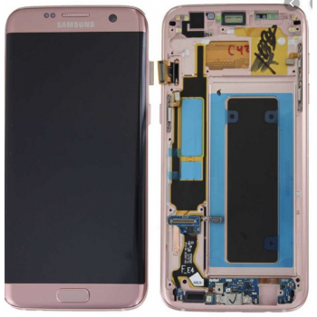 Дисплей (экран) для Samsung G935F Galaxy S7 Edge + тачскрин, розовое золото, Pink Gold, с передней панелью, OLED, копия хорошего качества
