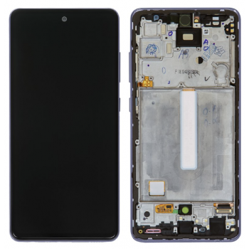 Дисплей (екран) для Samsung A525 Galaxy A52/A526/A528, чорний, OLED, з передньою панеллю фіолетового кольору,