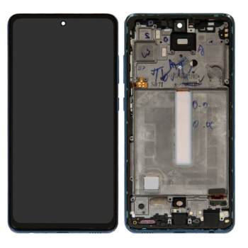 Дисплей (екран) для Samsung A525 Galaxy A52/A526, чорний, OLED, з передньою панеллю синього кольору, Awesome Blue