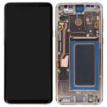 Дисплей (екран) для Samsung G965 Galaxy S9+ чорний, TFT, з рамкою золотистого кольору, Sunrise Gold
