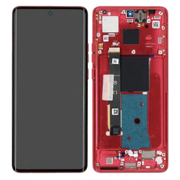 Дисплей (екран) для Motorola XT2303-2 Edge 40 чорний, P-OLED, оригінал PRC, з рамкою червоного кольору, Viva Magenta