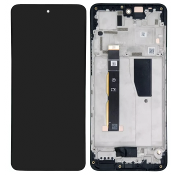 Дисплей (екран) для Motorola XT2347-2 Moto G84, чорний, P-OLED, оригінал PRC, з передньою панеллю