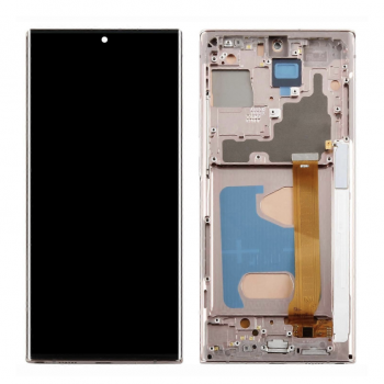 Дисплей (екран) для Samsung N985 Galaxy Note 20 Ultra /N986 чорний, OLED (Small LCD), з рамкою бронзового кольору, Mystic Bronze