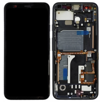 Дисплей (экран) для Google Pixel 4 XL + touchscreen, черный, P-OLED, оригинал (Китай) с передней панелью, Clearly White (оранжевая кнопка) 