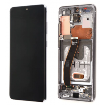 Дисплей (экран) для Samsung G985F Galaxy S20+ + тачскрин, черный, с передней панелью, Cosmic Black, оригинал, переклеено стекло 